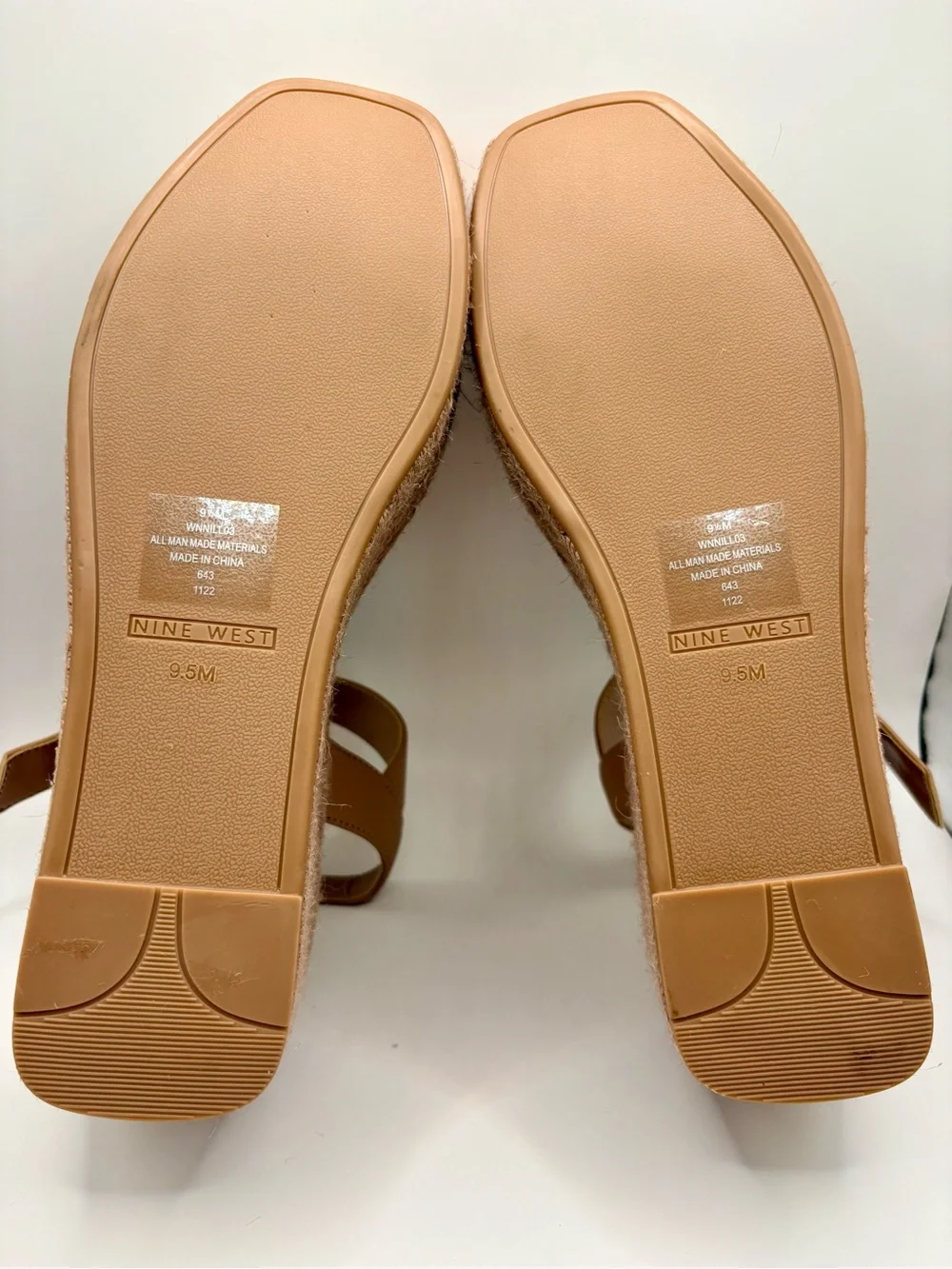Nine West Nude Espadrille Platform Wedge Sandals 9.5 NWOB